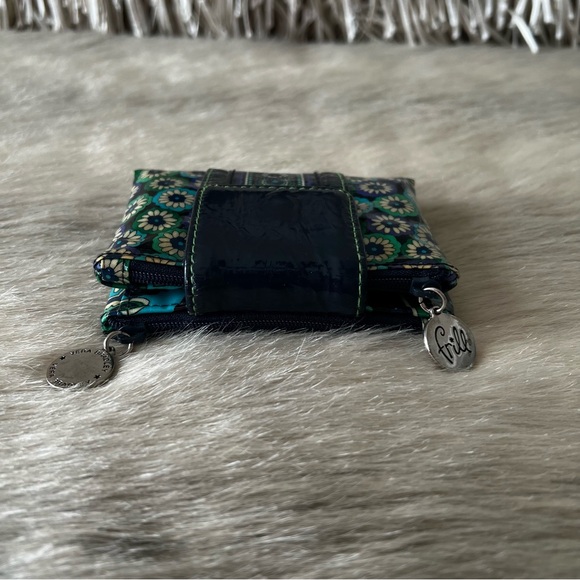 Vera Bradley Blue Rhapsody Frill 2009 Snap Double Sided Wallet Black Blue Green - Picture 6 of 12